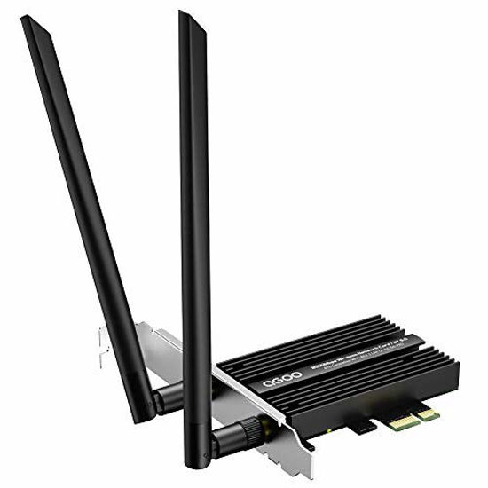 Picture of WiFi 6 Card PCIe 3000Mbps, QGOO Wireless Adapter with Bluetooth 5.0 Dongle for PC AX200 Pro WiFi Adapter Express Network Dual Band 6dBi High Gain Antenna (Only Support Desktop for Windows10 64bit)