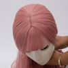 Picture of netgo Women's Pink Wig Long Fluffy Curly Wavy Hair Wigs for Girl Heat Friendly Synthetic Cosplay Party Wigs