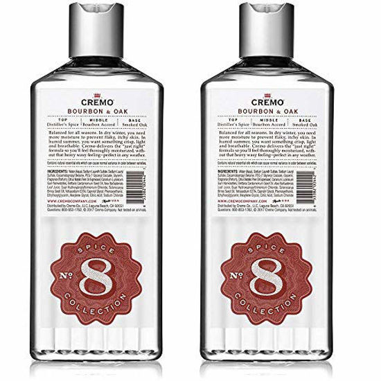 Cremo Rich Lathering Bourbon Oak Body Wash A Sophisticated Blend of Distillers Spice Fine Bourbon and White Oak 16 Oz 2 Pack