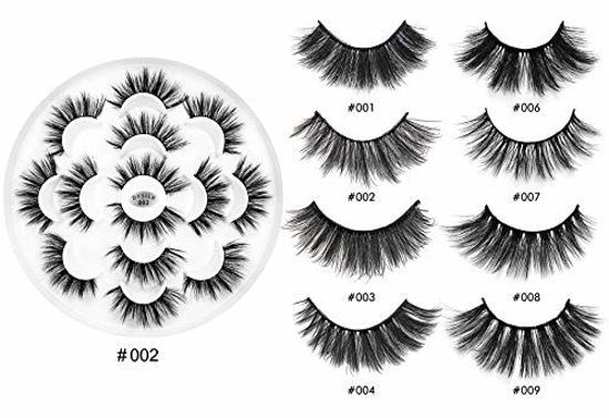 Picture of DYSILK 7 Pairs 6D Mink Eyelashes Faux Wispy Natural False Eyelashes Fluffy Dramatic Look Eyelashes Long Extension Makeup Lashes Handmade Reusable Thick Lashes No Glue (002)