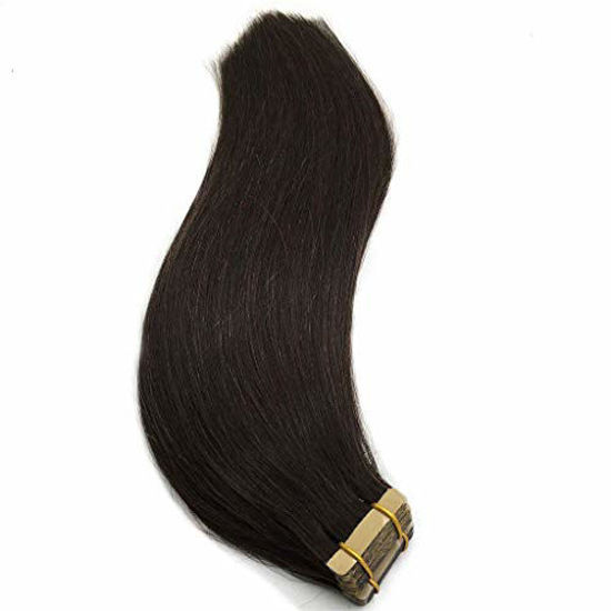 Picture of GOO GOO 24inch Human Hair Extensions Tape in Dark Brown Remy Hair Extensions Silky Straight Tape in Natural Hair Extensions 50g 20pcs