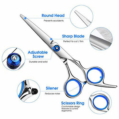 Picture of Hair Cutting Scissors Kits, 10 Pcs Stainless Steel Hairdressing Shears Set Professional Thinning Scissors For Barber/Salon/Home/Men/Women/Kids/Adults Shear Sets