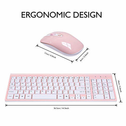 Picture of Wireless Keyboard Mouse Combo, Cimetech Compact Full Size Wireless Keyboard and Mouse Set 2.4G Ultra-Thin Sleek Design for Windows, Computer, Desktop, PC, Notebook, Laptop