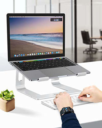 Picture of Nulaxy Laptop Stand, Ergonomic Aluminum Laptop Computer Stand, Detachable Laptop Riser Notebook Holder Stand Compatible with MacBook Air Pro, Dell XPS, HP, Lenovo More 10-15.6 Laptops- Silver