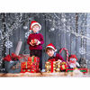 Picture of Allenjoy 8X6ft Fabric Christmas Photography Backdrop Winter Snowman Santa Gifts Wood Background Xmas Eve Holiday Party Supplies Cake Table Banner Home Decoration Portraits Photo Booth Studio Prop