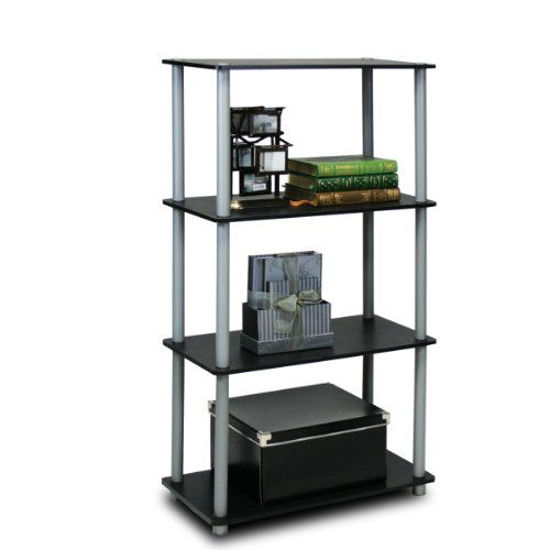 Picture of Furinno (99557BK/GY) Turn-N-Tube 4-Tier Multipurpose Shelf Display Rack - Black/Grey