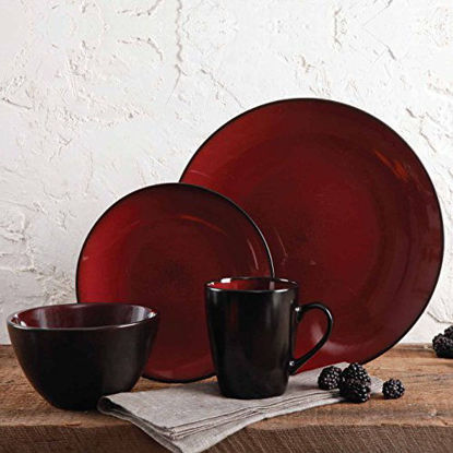 Picture of Gibson Elite Soho Lounge Round Reactive Glaze Stoneware Dinnerware Set, Service for Four (16pcs), Red