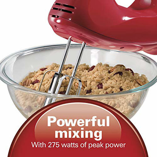 Picture of Hamilton Beach 6-Speed Electric Hand Mixer, Beaters and Whisk, with Snap-On Storage Case, Red