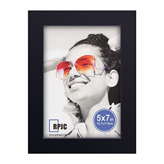 Picture of RPJC 5x7 Picture Frames Made of Solid Wood High Definition Glass for Table Top Display and Wall Mounting Photo Frame Black