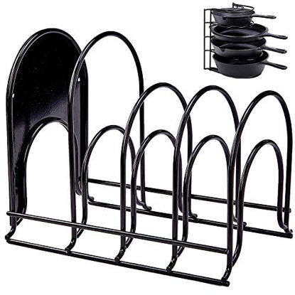 Picture of Heavy Duty Pan Organizer, 5 Tier Rack - Holds up to 50 LB - Holds Cast Iron Skillets, Griddles and Shallow Pots - Durable Steel Construction - Space Saving Kitchen Storage - No Assembly Required