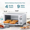 Picture of COMFEE' Toaster Oven Countertop, 4-Slice, Compact Size, Easy to Control with Timer-Bake-Broil-Toast Setting, 1000W, White (CFO-BB102)