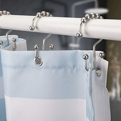 Picture of Titanker Shower Curtain Hooks Rings, Rust-Resistant Metal Double Glide Shower Hooks for Bathroom Shower Rods Curtains, Set of 12 Hooks - Matte Nickel