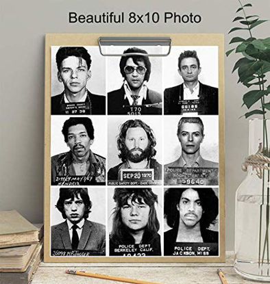 Picture of Musician Mugshot Photo Wall Art - 8x10 Poster Print - Gift for Johnny Cash, Jimi Hendrix, Prince, David Bowie, Elvis, Mick Jagger, Janice Joplin, Frank Sinatra, Jim Morrison Fan - Unframed Home Decor