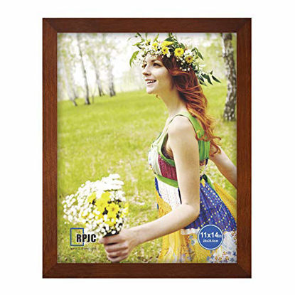 Picture of RPJC 11x14 inch Picture Frame Made of Solid Wood and High Definition Glass Display Pictures for Wall Mounting Photo Frame with Stand Brown
