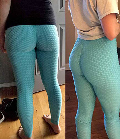 GetUSCart- FITTOO Women's High Waist Yoga Pants Tummy Control Scrunched  Booty Leggings Workout Running Butt Lift Textured Tights Peach Butt Navy XS