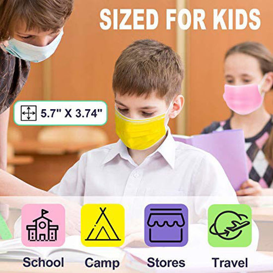 Picture of Kids Face Mask Disposable-50 Pack Colorful Mask for Boys and Girls-Soft on Skin, 3 Ply - 5.7" x 3.74" Children's Size - for Childcare, School, Daily Use
