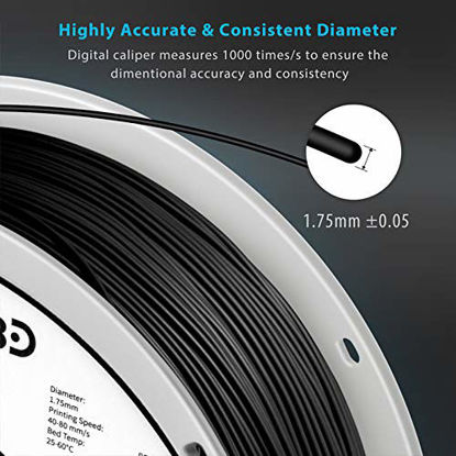 Picture of DURAMIC 3D Premium PLA Plus Printer Filament 1.75mm Black, 3D Printing Filament 1kg Spool(2.2lbs), No-tangling No-Clogging Dimensional Accuracy +/- 0.05 mm