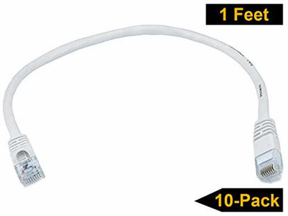 Picture of iMBAPrice 1' Cat5e Network Ethernet Patch Cable, 10 Pack, White (IMBA-CAT5-01WT-10PK)