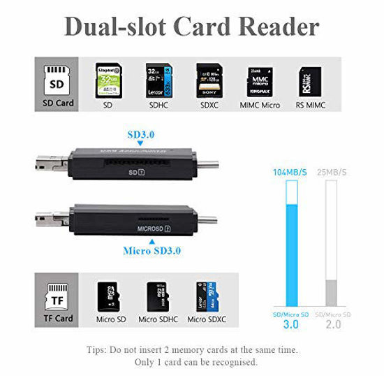 Picture of FLAGTOP 3 in 1 Memory Card Reader, Micro USB/USB/USB C to SDXC, SDHC, SD, MMC, RS-MMC, Micro SDXC, Micro SD, Micro SDHC Card and UHS-I, YC-3202