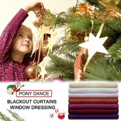 Picture of PONY DANCE Kitchen Blackout Curtains - Xmas Festival Decor Window Treatments Drapes Room Darkening Thermal Curtain Draperies for Home Decoration, W 42 by L 54 inches, Red, 2 Pieces
