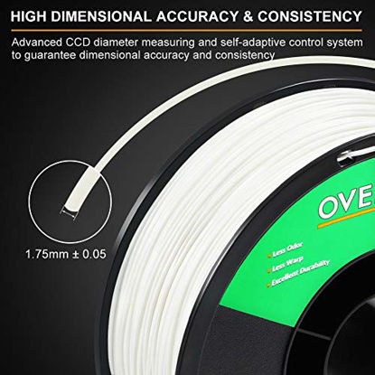 Picture of OVERTURE ABS 1.75mm Filament with Build Surface 200mm x 200mm 3D Printer Consumables, 1kg Spool (2.2lbs), Dimensional Accuracy +/- 0.05 mm, Fit Most FDM Printer (White 1-Pack)