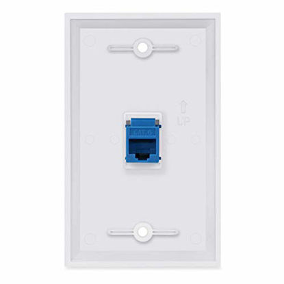 Picture of Ethernet Wall Plate 1 Port - BUPLDET Cat6 Ethernet Port Wall Plate Female to Female - Blue