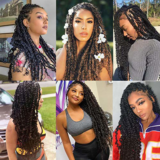 GetUSCart- 7 Packs Passion Twist Hair 22 Inch Water Wave Synthetic Braids  for Passion Twist Crochet Braiding Hair Goddess Locs Long Bohemian Curl  Hair Extensions (22Strands/Pack, T27#)