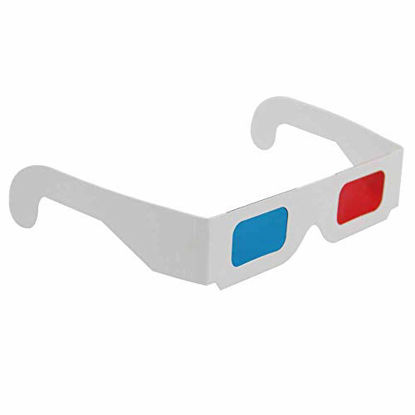 Picture of 50 Pairs - FLAT- 3D Glasses Red and Cyan WHITE Frame Anaglyph Cardboard (Set of 50)