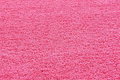 Picture of Unique Loom Solo Solid Shag Collection Modern Plush Taffy Pink Square Rug (8' 2 x 8' 2)