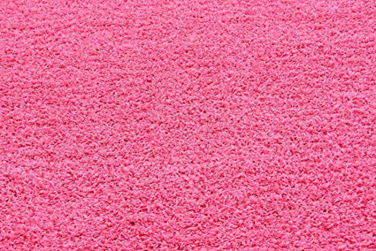 Picture of Unique Loom Solo Solid Shag Collection Modern Plush Taffy Pink Square Rug (8' 2 x 8' 2)