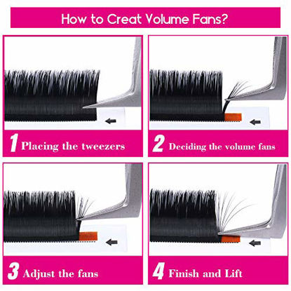 Picture of Volume Eyelash Extensions 0.07 D Curl Lash Extensions 15mm Easy Fanning Volume Lashes Professional Salon Use (0.07-D, 15mm)
