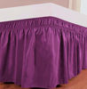 Picture of Biscaynebay Wrap Around Bed Skirts Elastic Dust Ruffles, Easy Fit Wrinkle and Fade Resistant Silky Luxrious Fabric Solid Color, Purple for Queen Size Beds 15 Inches Drop