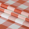 Picture of Hiasan 60 x 120 Inch Checkered Tablecloth Rectangle - Waterproof, Wrinkle Resistant and Washable Gingham Table Cloth for Outdoor Picnic, Kitchen and Holiday Dinner, Pumpkin Orange and White