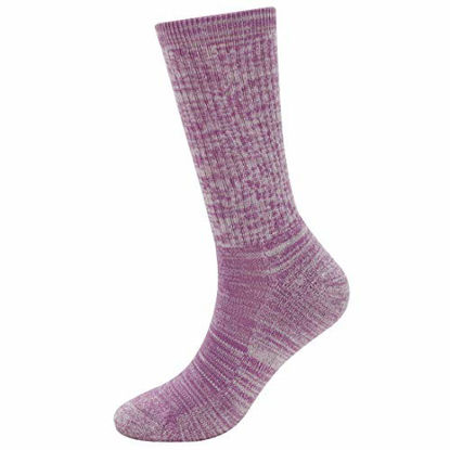 Picture of EnerWear 4 Pack Women's Merino Wool Outdoor Hiking Trail Crew Sock (US Shoe Size 4-10,Fuchsia Stripe)