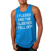 Picture of Mens I Flexed and The Sleeves Fell Off Tank Top Funny Sleeveless Gym Workout Shirt (Turquoise) - M