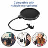 Picture of Pop Filter, Mic Pop Filter Windscreen,Swivel with Double Layer Sound Shield Guard Windscreen for Mic, With Flexible 360° Gooseneck and Metal Stabilizing