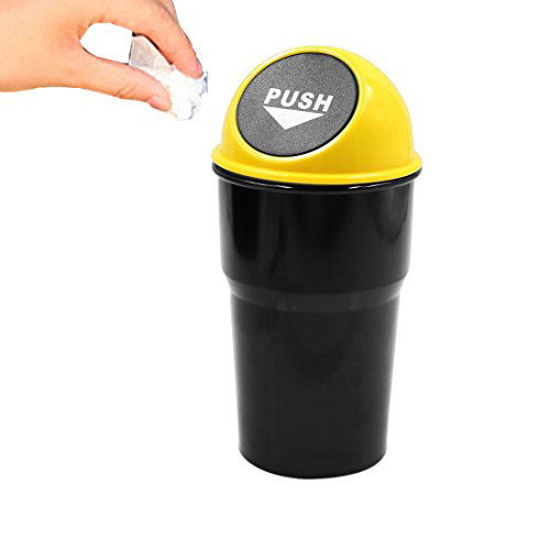 YIOVVOM Vehicle Automotive Cup Holder Garbage Can Small Mini Trash Bin Car  Trash Garbage Can for Car Office Home (Yellow-2PCS)