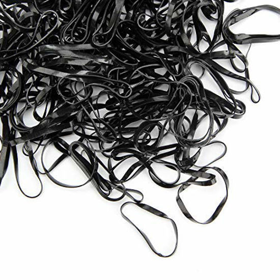 Picture of Black Elastic Hair Ties Rubber Bands Mini Polyband Soft Ponytail Holder for Kids Baby Girls Pack Hoyols 1500