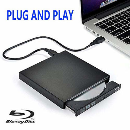 Picture of Xglysmyc USB2.0 External Blu Ray CD DVD Drive Burner,Slim Portable CD DVD RW BD-ROM Player Writer for Laptop Desktop Notebook Support Mac OS Windows XP/7/8/10 (Black)