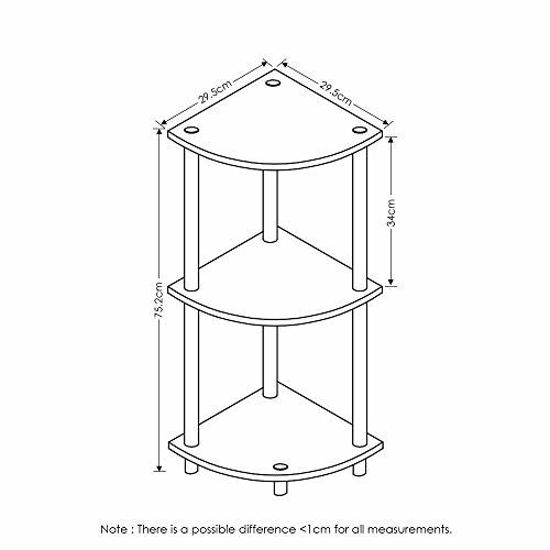 Picture of Furinno Turn-N-Tube 3-Tier Reversible Corner Display Rack Multipurpose Shelving Unit, Pink/White