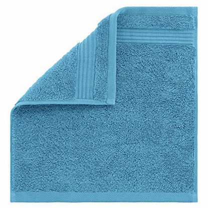 Picture of Luxury Turkish Cotton Washcloths for Easy Care, Extra Soft & Absorbent, Fingertip Towels, 4 Pack Washcloth Set by United Home Textile, Sky Blue
