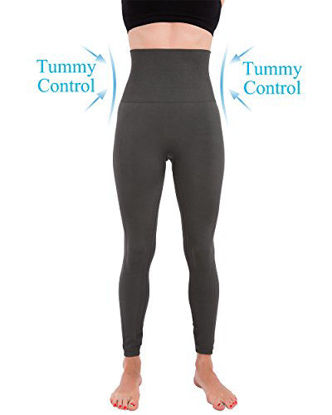 Picture of Homma Activewear Thick High Waist Tummy Compression Slimming Body Leggings Pant (X-Large, Charcoal)