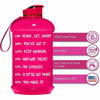 Picture of HydroMATE Half Gallon 64 oz Motivational Water Bottle with Time Marker Large BPA Free Jug with Handle Reusable Leak Proof Bottle Time Marked to Drink More Water Daily Hydro MATE (Neon Pink)