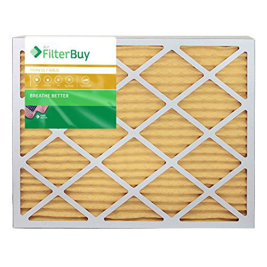 Picture of FilterBuy 14x36x1 MERV 11 Pleated AC Furnace Air Filter, (Pack of 4 Filters), 14x36x1 - Gold