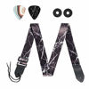 Picture of Guitar Strap,Qielizi Guitar Strap with Leather End Length Adjustable 2 Pick Holders & 2 Matching Picks For Electric Guitar, Acoustic Guitar and Bass - Unique Gift For Guitarist (2-Huge Marble)