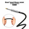 Picture of Guitar Instrument Cable 1/4 inch Color Tweed Jacket Instrument Cable 10 ft for Electric Guitar, Bass Guitar, Electric Mandolin- Single (Black+Right Angle)