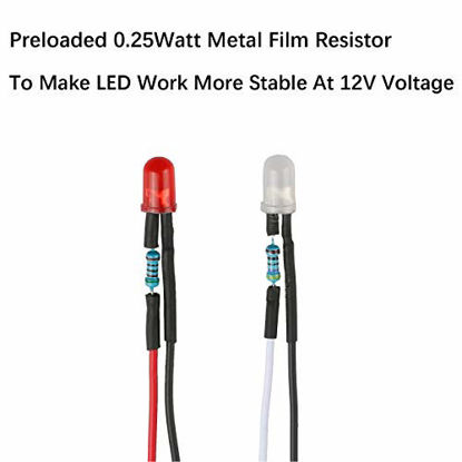 Picture of EDGELEC 50pcs 12 Volt 1.8mm Red LED Lights Emitting Diodes Pre Wired 7.9 Inch DC 12v LED Light Diffused Colored Lens Small LED Lamps