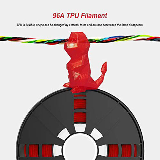 Picture of TPU Filament,Vacuum Sealed Flexible TPU Filament 1.75mm, Dimensional Accuracy +/- 0.05 mm, Red 3D Filament TPU 1.75