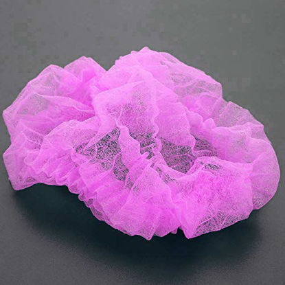 Picture of 100 Pack 21" Disposable Nonwoven Bouffant Caps Hair Net for Hospital Salon Spa Catering and Dust-free Workspace (pink)