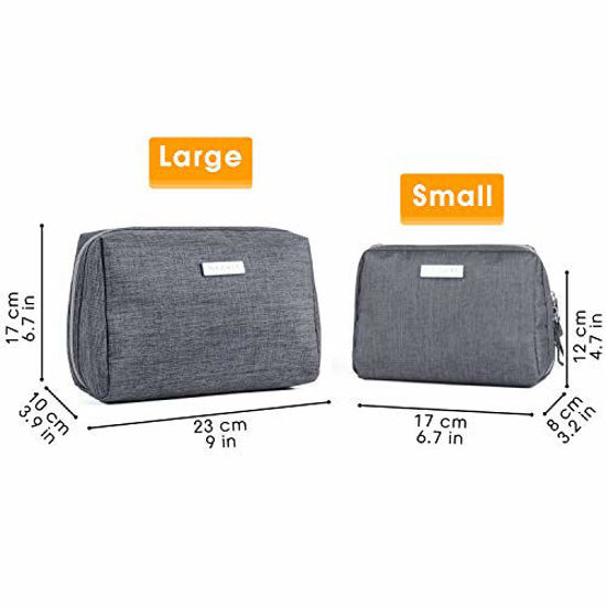 Narwey Large Makeup Bag Zipper Pouch Travel Cosmetic Organizer for Women (Large, Grey)